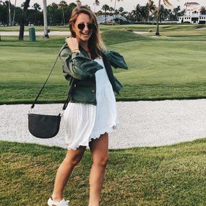 Thirty-One Brown Faux Leather Crossbody Purse embroidered with an M